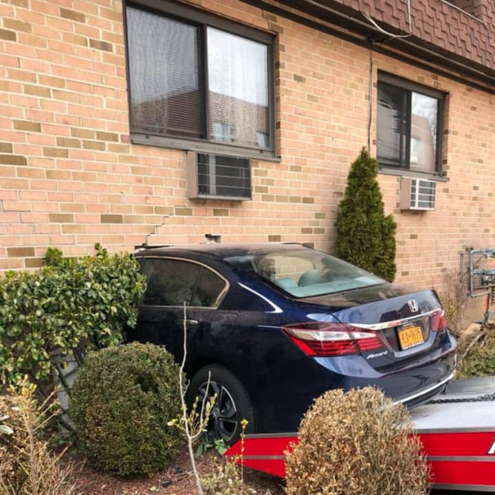 A car was driven into the Scarsdale Ridge condo complex on Thursday.