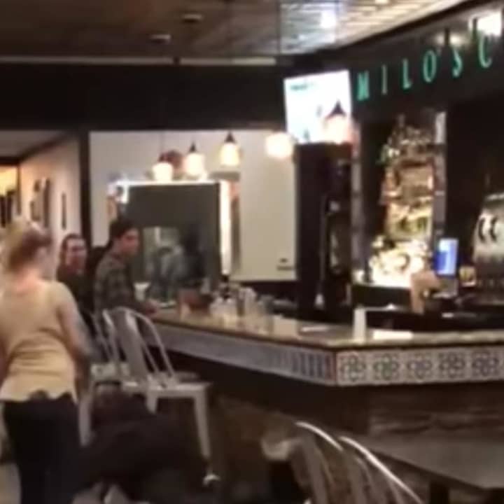 A bouncer at Milo&#x27;s Cantina in Poughkeepsie was caught on camera during an incident with a patron.