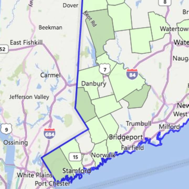 Towns in dark green have more than 100 power outages as of 8:30 a.m. Friday.