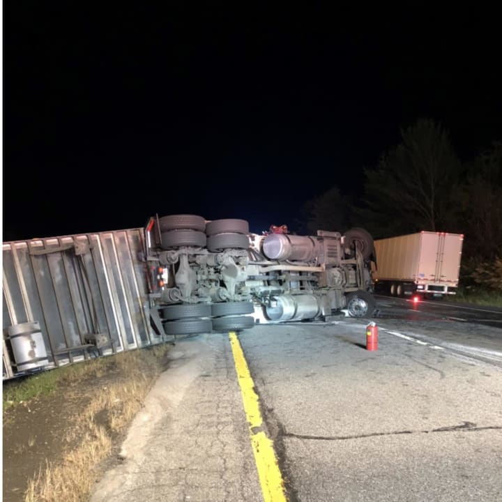 A tractor-trailer crash on I-84 blocked traffic for hours.
