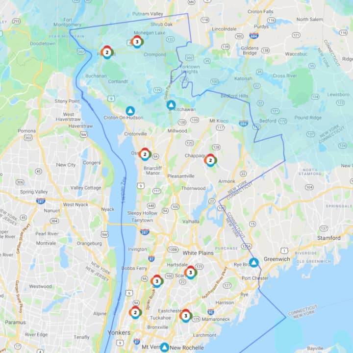 Con Edison Outage Map on Monday, Feb. 25.