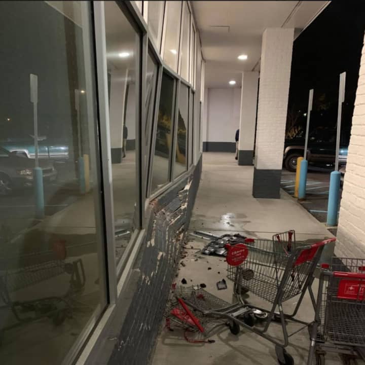 A look at the damage sustained after a car drove into the window at the CVS in Somers.