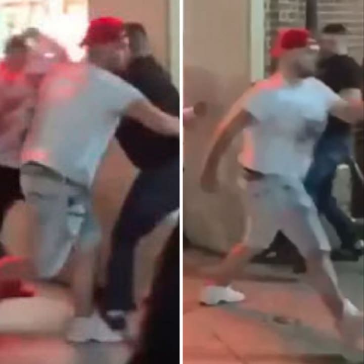 Police say a man wearing a red hat, a white tee-shirt, shorts and white sneakers stabbed two people in front of Indigo (32 West Main Street) on Tuesday, July 25 around 11:15 p.m.