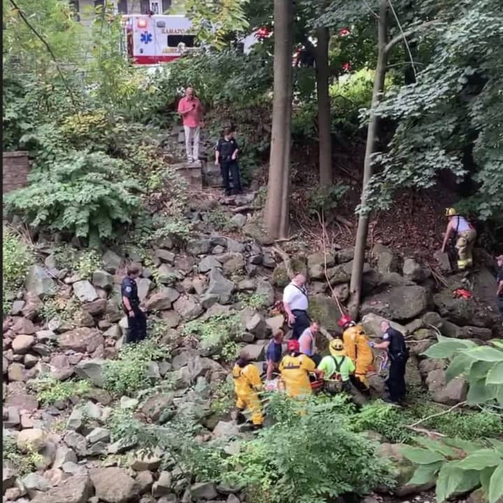 A man who had fallen into the river and was stuck for days was rescued by first responders.