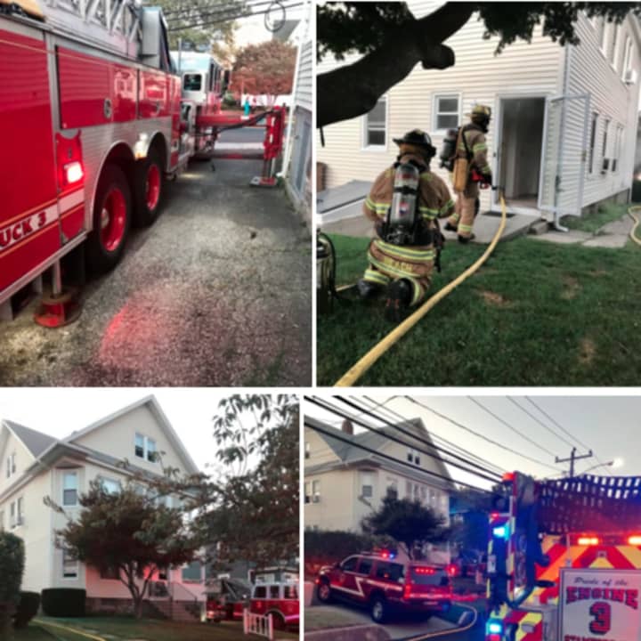 Stamford Fire Department worked to extinguish a kitchen blaze at 64 Schuyler Avenue on Tuesday, Sept. 17.