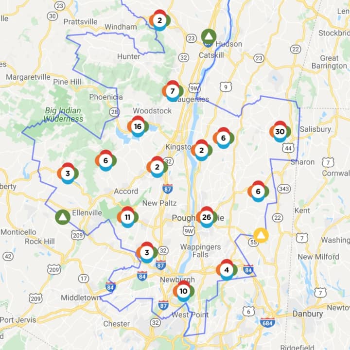 The Central Hudson Outage Map on Thursday, Oct. 17.