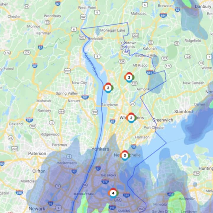 The Con Edison Outage Map as of 3:30 p.m. on Thursday, April 9.