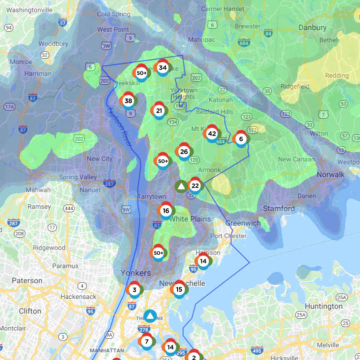 The Con Edison Outage Map on Monday, April 13, 2020.