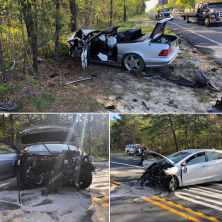 Photos from a three-car collision that closed Route 72 in Stafford late Thursday afternoon.