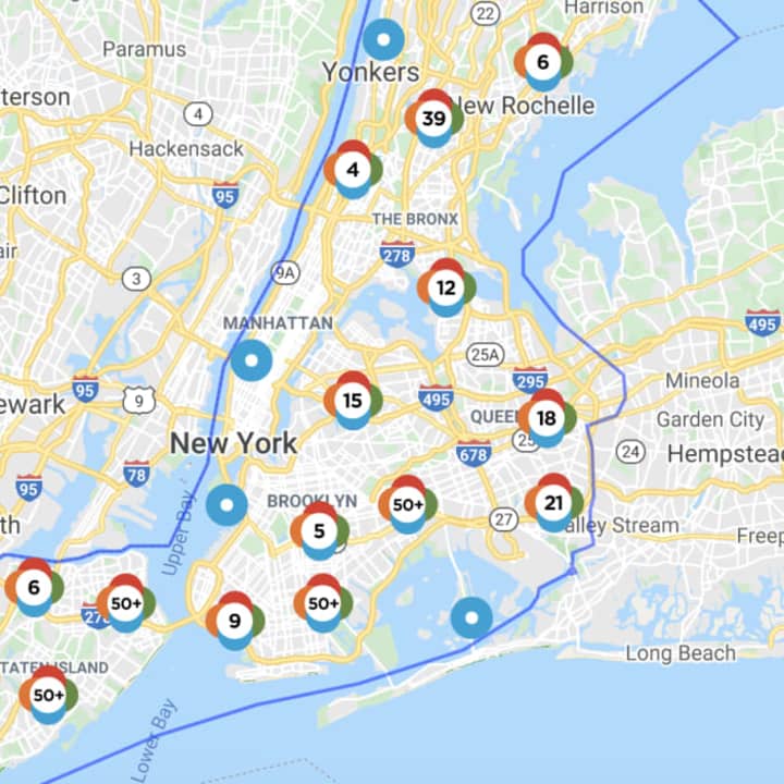 The Con Edison Outage Map at 1:10 p.m. on Tuesday, Aug. 4.