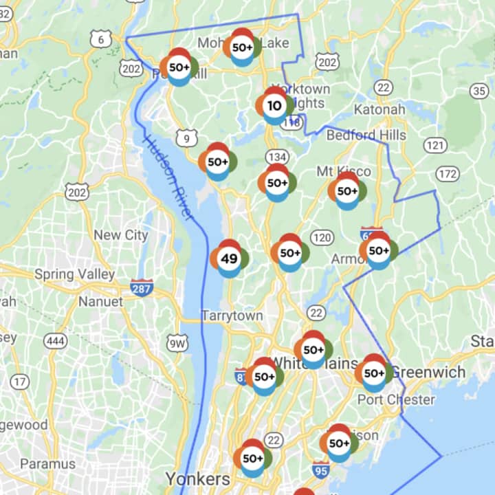 The Con Edison Outage map at 10:50 a.m. on Thursday, Aug. 6.