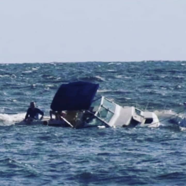 Six were rescued off Nickerson Beach when a boat capsized.