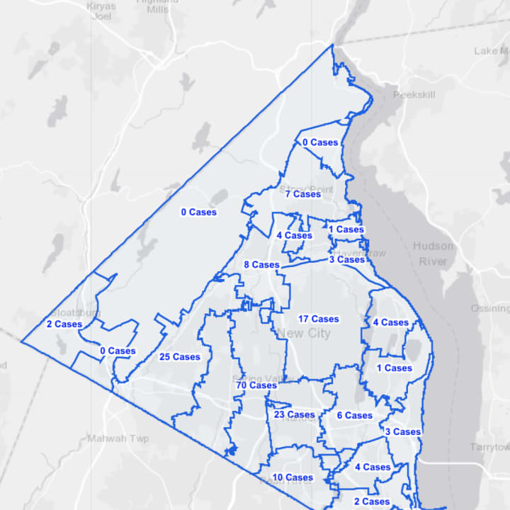 The Rockland County COVID-19 map on Wednesday, Sept. 16.