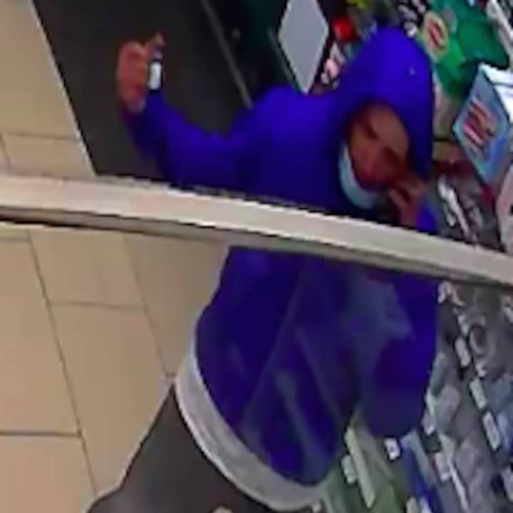 Surveillance footage of the wanted man from the 7-Eleven on Gibbs Pond Road in Nesconset.