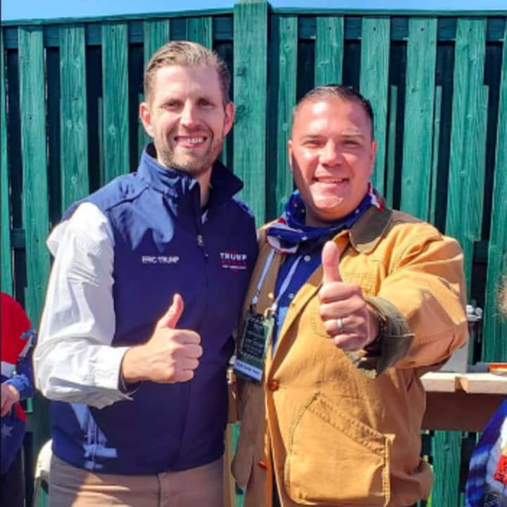 NY-19 Congressional candidate Kyle Van De Water (right) beside Eric Trump at a New Paltz shooting range on Sunday, Sept. 20.