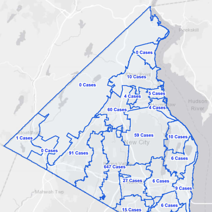 The Rockland County COVID-19 map as of Wednesday, Oct. 14.