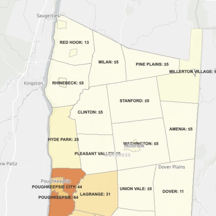 The Dutchess County COVID-19 map on Wednesday, Nov. 18.