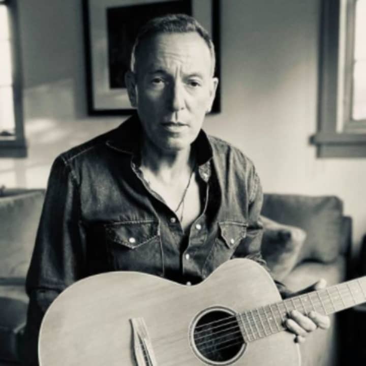The Jersey Shore&#x27;s Bruce Springsteen introducing a new album, and new guitar.