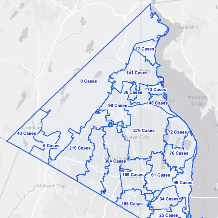 The Rockland County COVID-19 map on Monday, Jan. 25.