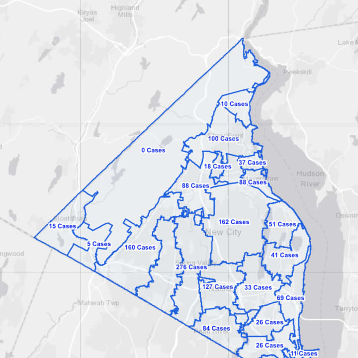 The Rockland County COVID-19 map on Friday, Feb. 12.