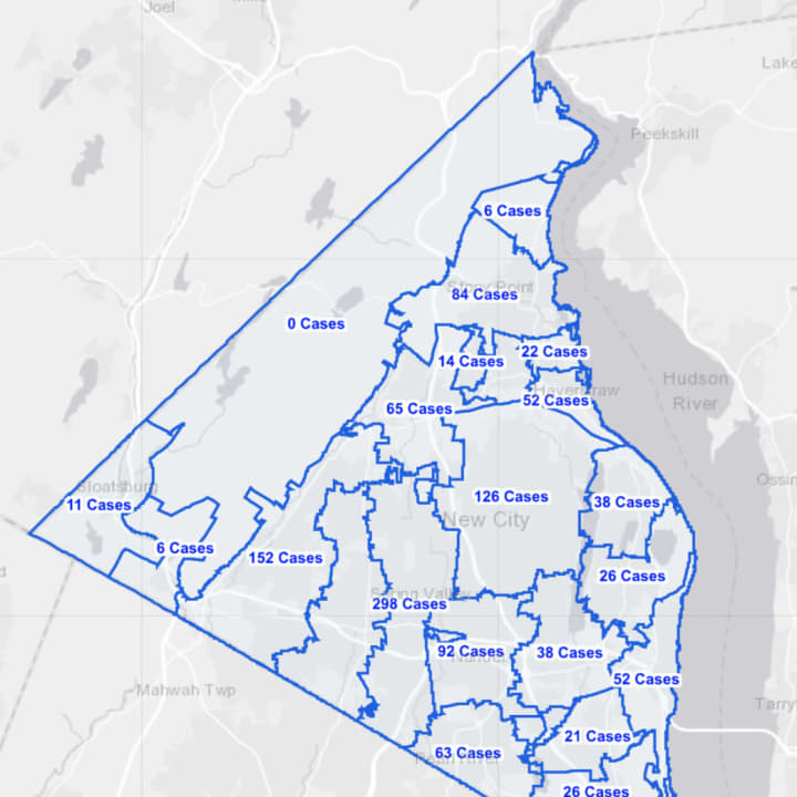 The Rockland County COVID-19 map on Thursday, Feb. 18.