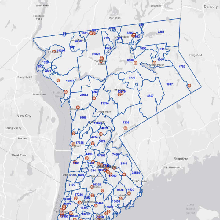 The breakdown of where vaccinations have been administered in Westchester on Thursday, April 29.