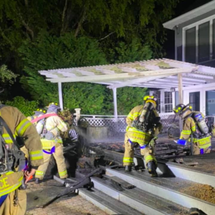 The deck of a Toms River home that caught fire overnight Wednesday. It was the set of the 1979 movie classic, &quot;The Amityville Horror.&quot;