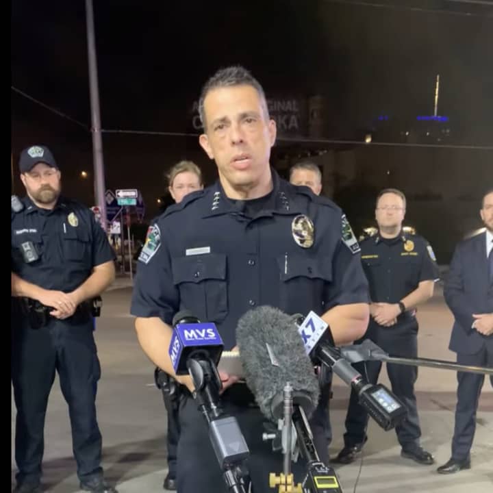 Interim Austin Police Chief Joseph Chacon talks about the shooting during a press conference.