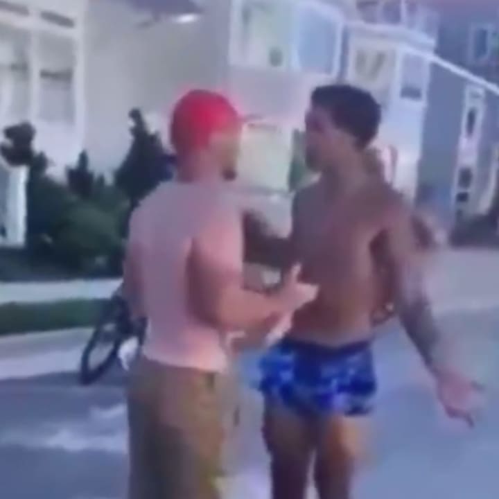 Footage being shared widely on social media shows Rutgers University wide receiver Carnell Davis being knocked out in an Atlantic County street fight.