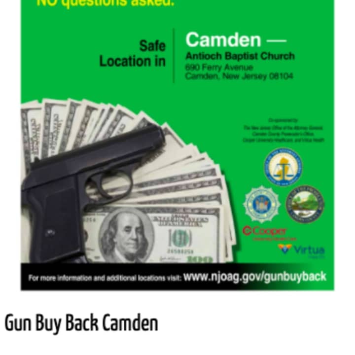 Gun owners can anonymously trade firearms for cash Saturday in Camden, from 10 a.m. to 4 p.m.
