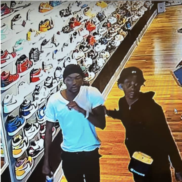 Know them? Police are asking for help identifying two wanted in connection with the theft of a $900 pair of sneakers.