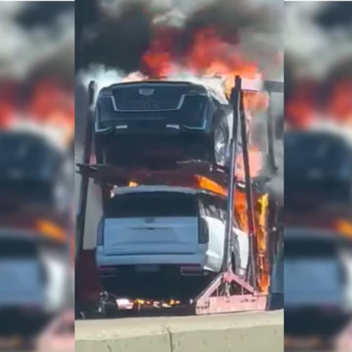 Car carrier fire.