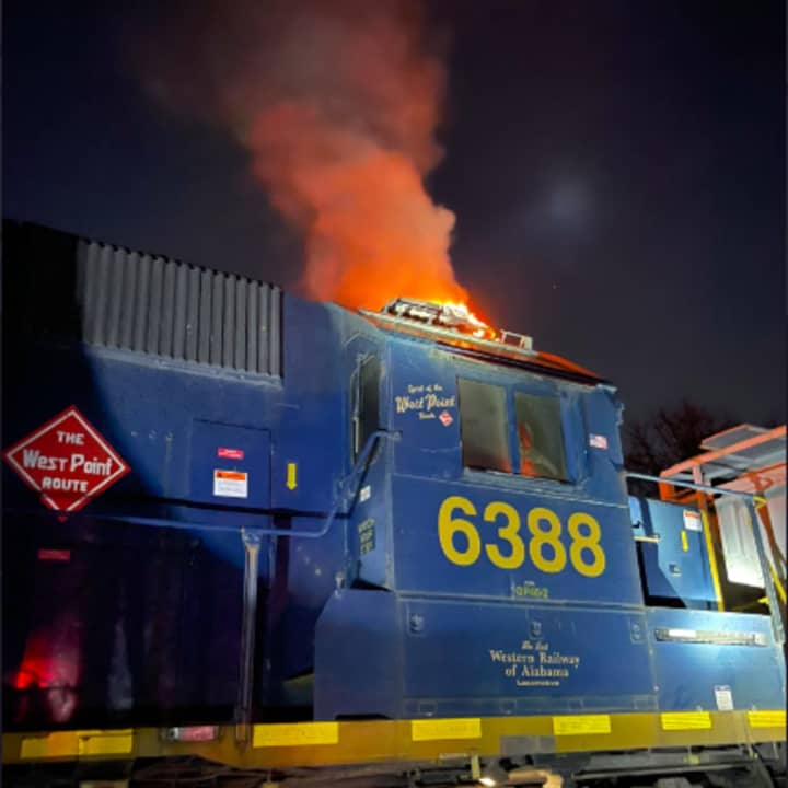 A fire charred the inside of a CSX locomotive near Fallston Airport on Monday, Dec. 5, firefighters said.