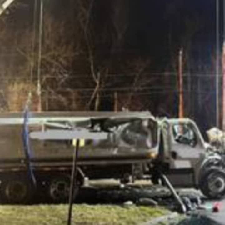 Damaged tanker truck