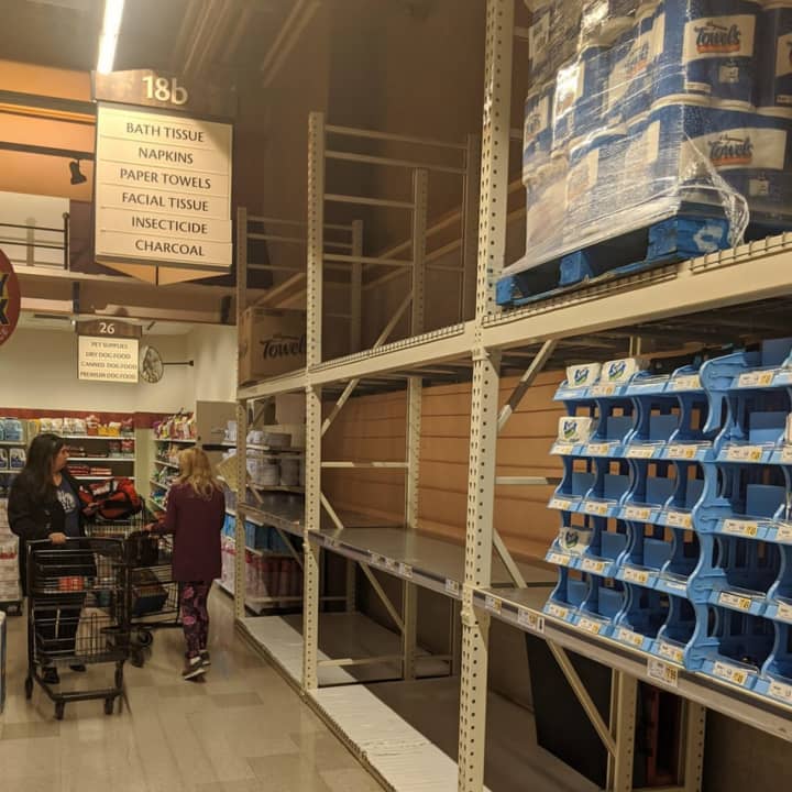 Empty shelves during the COVID-19 pandemic in winter 2020