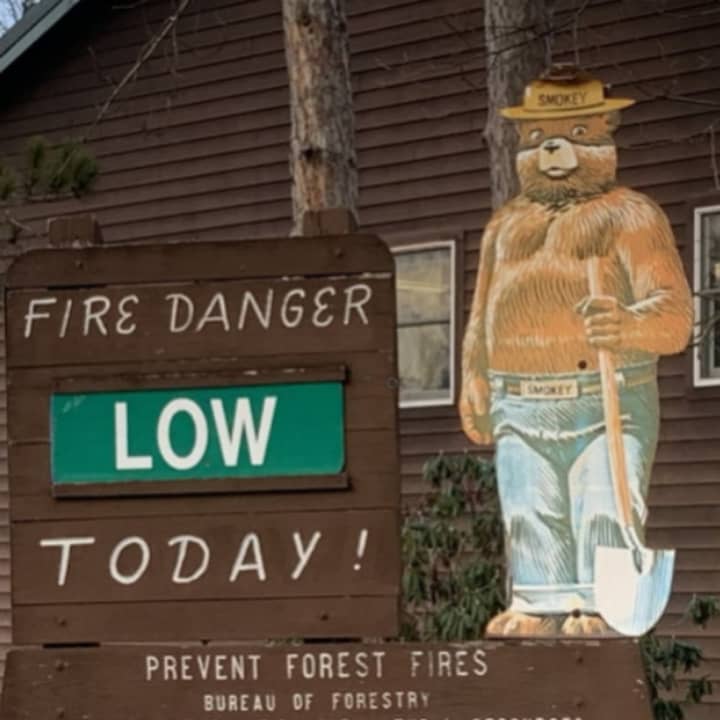 Smokey The Bear on a state park forest fire danger sign.