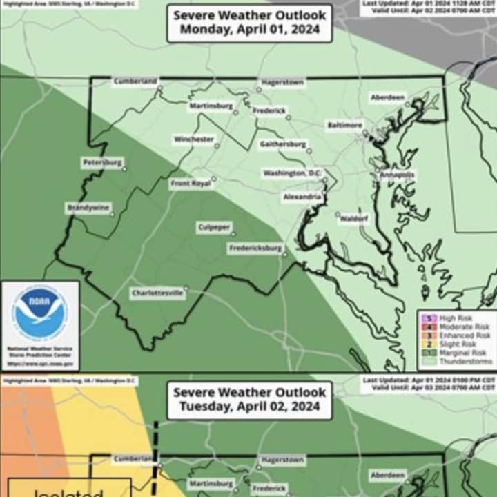 The severe weather outlook in the region.