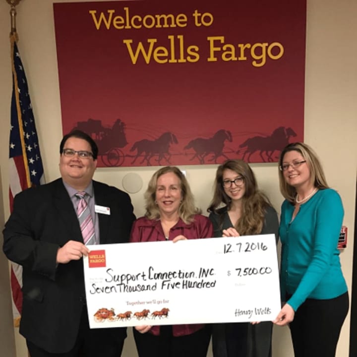 Wells Fargo recently provided a $7,500 grant to Support Connection.