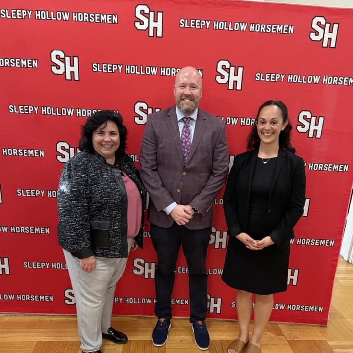 New Assistant Principals Daniel Larkin and Jessica Perez are pictured with Gail Krieger, the district&#x27;s new Supervisor of Special Education.
