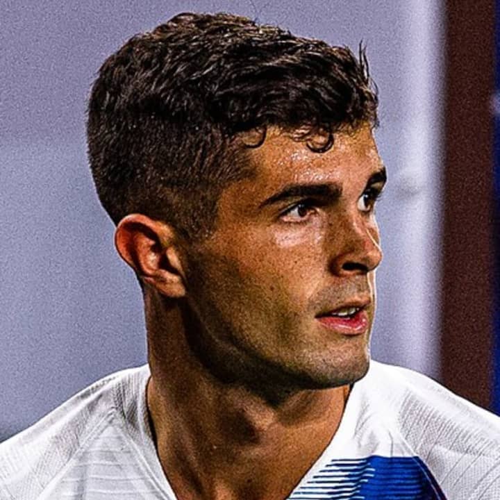 Christian Pulisic in a US Men&#x27;s National Team uniform during the USMNT vs. Trinidad and Tobago
match on June 22, 2019.