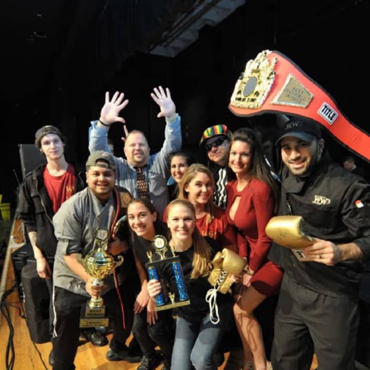 The crew from Whistling Willie&#x27;s American Grill in Fishkill celebrates their win as king of the Hudson Valley Wingfest. The fest&#x27;s founder, Angelo Notero, is third from left, with his hands in the air.