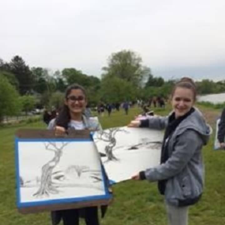 New Rochelle High School students recently created art en plein air.
