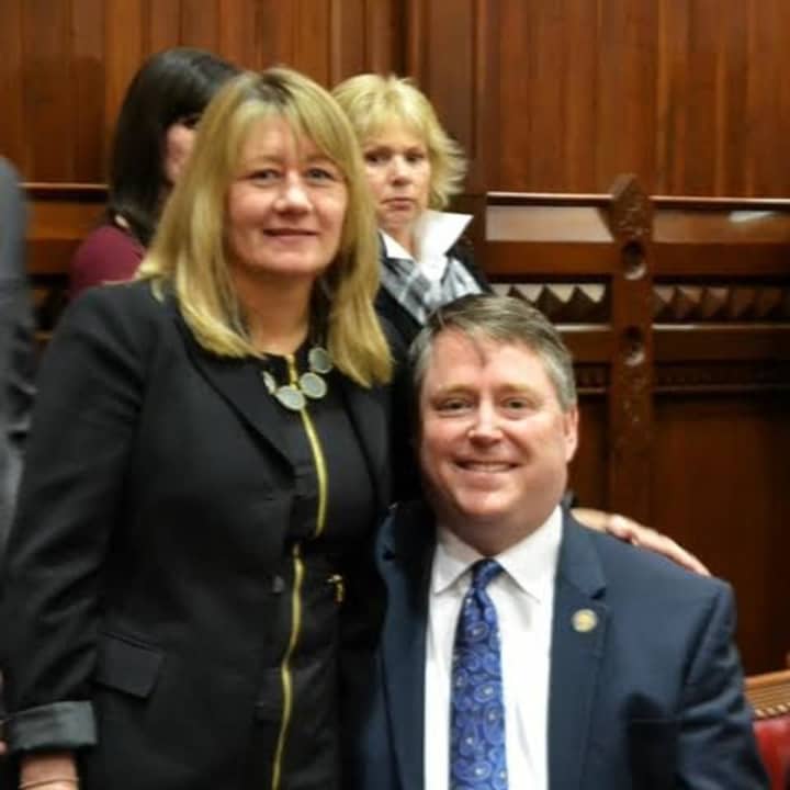 Rep. Dan Carter celebrates Opening Day with fiancé, Jane, in the House Chamber.