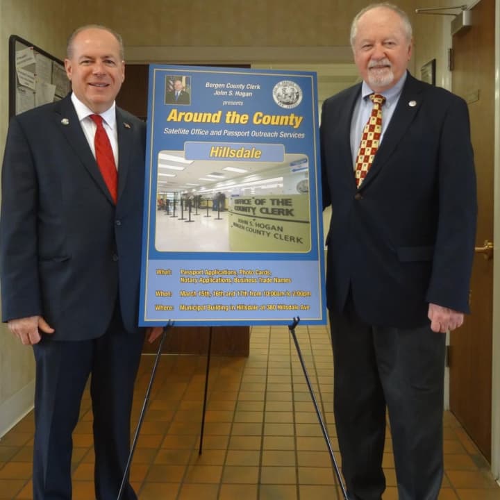 Bergen County Clerk John Hogan and Hillsdale Mayor Doug Frank