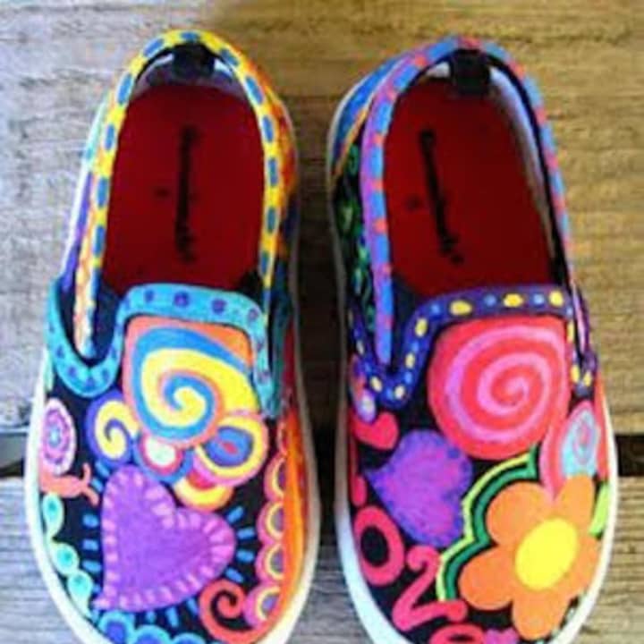 Kids can paint their own sneakers at a workshop at the Darien Arts Center on Saturday, March 18.