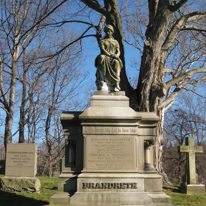 Grave memorial of Benjamin Brandreth (1807-1880) at the Dale Cemetery in Ossining, N.Y. The Ossining Historic Cemeteries Conservancy will present the annual &quot;Picnic and Music&quot; event at the cemetery June 5.