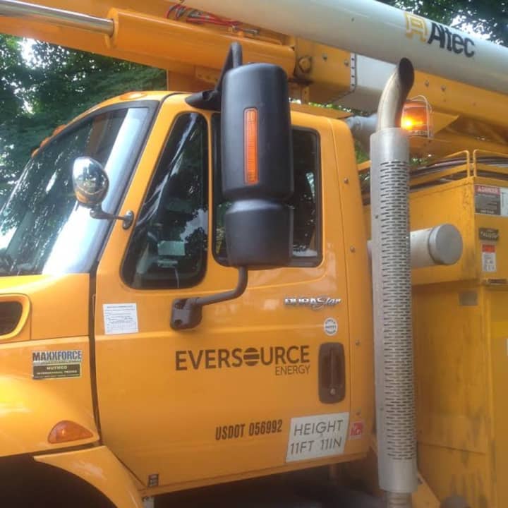 Eversource is working to repair damaged utility pole on Riverside Avenue. 