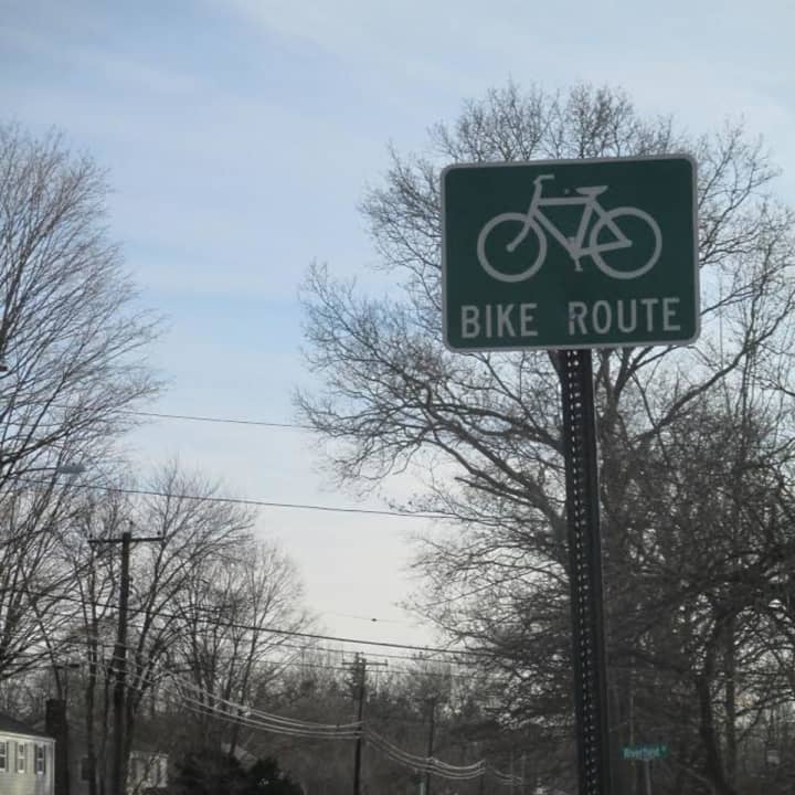 Bike route signs in Connecticut.