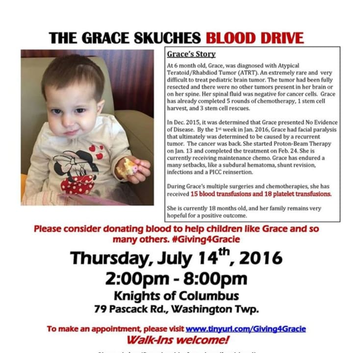 The Grace Skuches Blood Drive is July 14 in Washington Township.