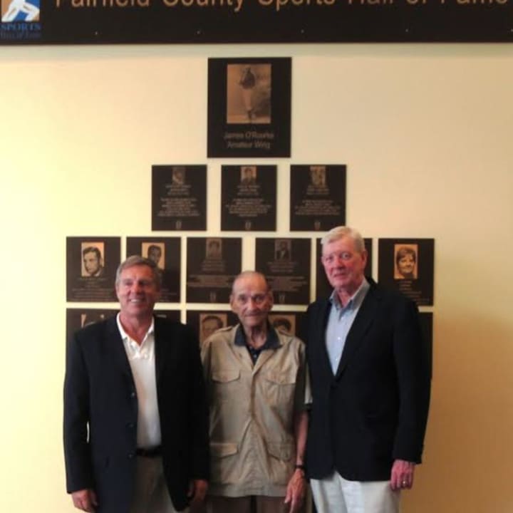 New Canaan&#x27;s Lou Marinelli, left, Darien&#x27;s Bill Steinkraus, center, and Stamford&#x27;s Mike Walsh were among seven inductees announced Wednesday for the Fairfield County Sports Hall of Fame.